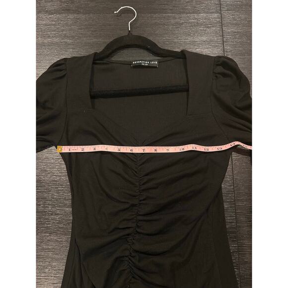 Generation Love Laguna Heart Neck Ruched Ribbed Top Black Small - Picture 4 of 8